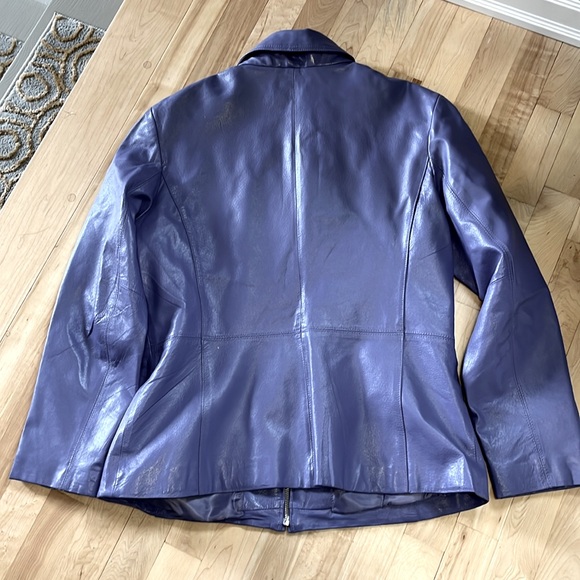 Y2K Sz L Mauve Leather Zippered Jacket - Picture 2 of 6